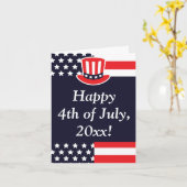 Rood, wit en blauw op 4 juli Wenskaart Kaart (Gele Bloem)