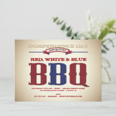 Rood, wit en blauw Oude Tijd Juli 4e Uitnodiging v (Staand voorkant)