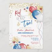 Rood wit en blauw patriottisch 2e verjaardag kaart (Voorkant / Achterkant)