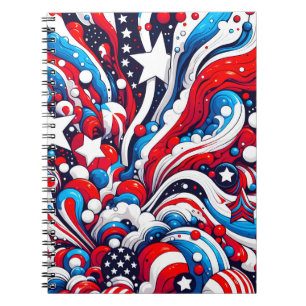 Rood, Wit en Blauw Patriottisch Abstract US Flag Notitieboek