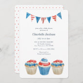 Rood, wit en blauw patriottisch Baby shower Kaart (Voorkant / Achterkant)