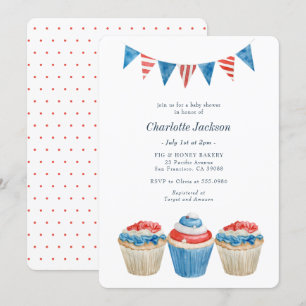 Rood, wit en blauw patriottisch Baby shower Kaart