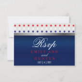 Rood, wit en blauw patriottisch Star Weddenschap RSVP Kaartje (Voorkant)