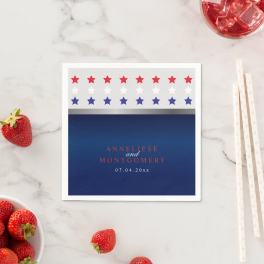 Rood, wit en blauw patriottisch Star Weddenschap Servet (Insitu)
