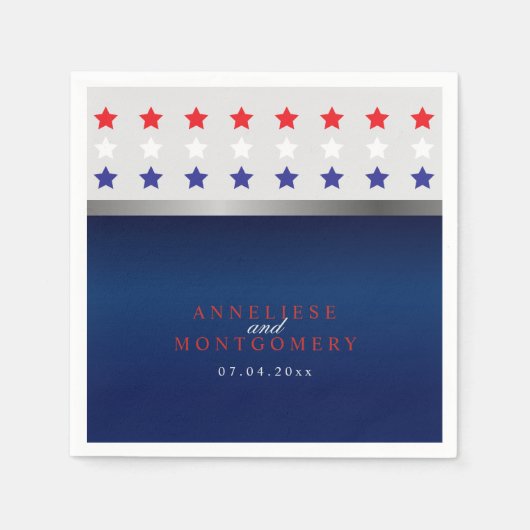 Rood, wit en blauw patriottisch Star Weddenschap Servet (Voorkant)