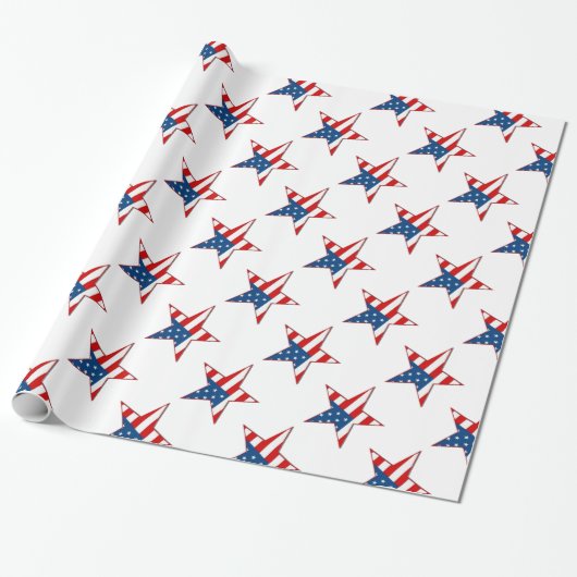 Rood wit en blauw patriottisch strookpapier cadeaupapier (Uitgerold)