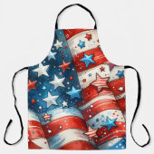 Rood, Wit en Blauw Patriottisch Vierde van juli Schort (Voorkant)