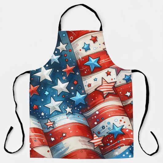 Rood, Wit en Blauw Patriottisch Vierde van juli Schort (Voorkant)