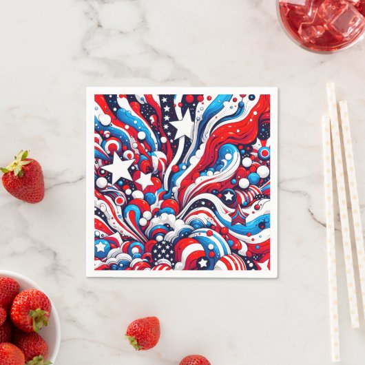 Rood, Wit en Blauw Patriottisch Vierde van juli Servet (Insitu)