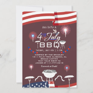 Rood Wit en Blauw Patriottisch Vuurwerk 4 juli Kaart