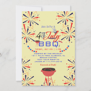 Rood Wit en Blauw Patriottisch Vuurwerk 4 juli Kaart
