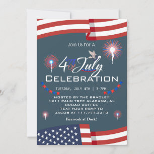 Rood Wit en Blauw Patriottisch Vuurwerk 4 juli Kaart