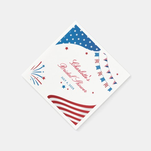 Rood Wit en Blauw Patriottische Bruidsdouche Papie Servet (Hoek)