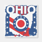 Rood Wit en Blauw Patriottische Grunge Ohio Magneet (Voorkant)