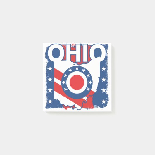 Rood Wit en Blauw Patriottische Grunge Ohio Post-it® Notes (Voorkant)