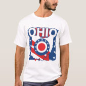 Rood Wit en Blauw Patriottische Grunge Ohio T-shirt (Voorkant)