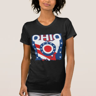 Rood Wit en Blauw Patriottische Grunge Ohio T-shirt