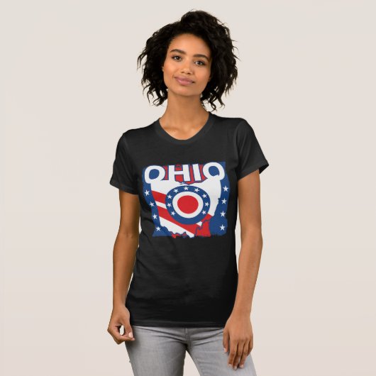 Rood Wit en Blauw Patriottische Grunge Ohio T-shirt (Voorkant volledig)
