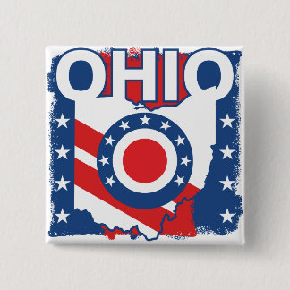 Rood Wit en Blauw Patriottische Grunge Ohio Vierkante Button 5,1 Cm