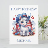 Rood, Wit en Blauw Patriottische Pony Verjaardag K (Staand voorkant)