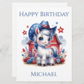 Rood, Wit en Blauw Patriottische Pony Verjaardag K (Voorkant / Achterkant)