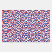 Rood, wit en blauw patroon inpakpapier vel (Voorkant 3)