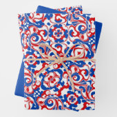 Rood, wit en blauw patroon inpakpapier vel (In situ)