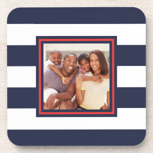 Rood, Wit, en Blauw Patroon van de Stripe met Foto Bier Onderzetter