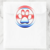 Rood Wit en Blauw Paw Print Ronde Sticker (Tas)