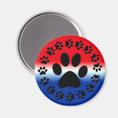 Rood Wit en Blauw Paw Prints Cirkel Magneet (Voorkant / Achterkant)