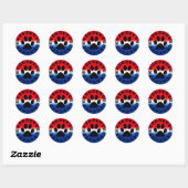 Rood Wit en Blauw Paw Prints Cirkel Ronde Sticker (Vel)