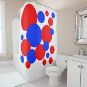 Rood, wit en blauw pokkengordijn douchegordijn (In situ)