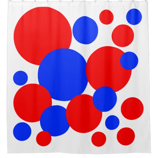 Rood, wit en blauw pokkengordijn douchegordijn (Voorkant)