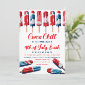 Rood Wit en Blauw Popsicle Kom Koude 4 juli Kaart (Staand voorkant)