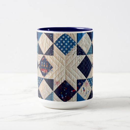 Rood, wit en blauw, Quilted Coffee Mok (Center)