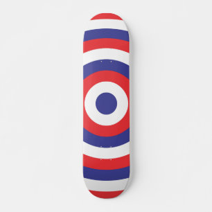 Rood wit en blauw rond skateboard
