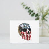 Rood wit en blauw schedel op een briefkaart (Staand voorkant)