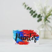 Rood Wit en Blauw Schilder Visitekaartje (Staand voorkant)