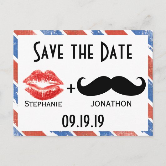 Rood wit en blauw  sparen de Datum Aankondigingskaart (Voorkant)