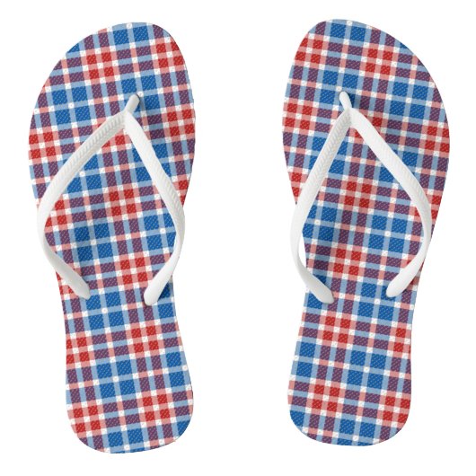 Rood wit en blauw speldenstang teenslippers (Voetbed)