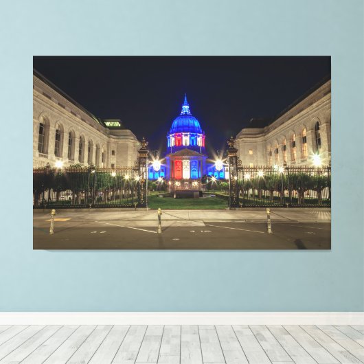 Rood, wit en blauw stadhuis canvas afdruk (Insitu (Houten vloer))