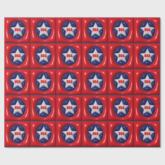 Rood Wit en Blauw Star USA Cadeaupapier (Vlak)