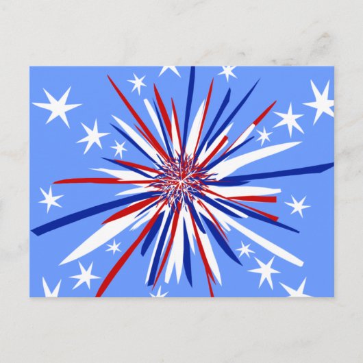 Rood wit en blauw Starburst Briefkaart (Voorkant)