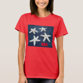Rood wit en blauw Starfish Nautisch T-shirt (Voorkant)