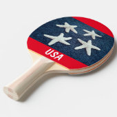 Rood wit en blauw Starfish Nautisch Tafeltennisbatje (Voorkant Gekanteld)