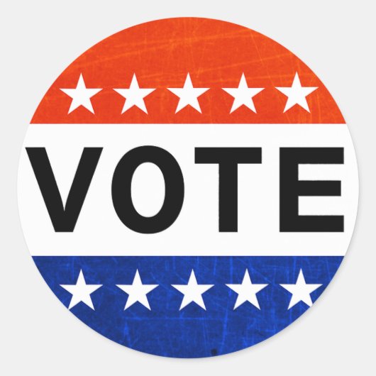 Rood wit en blauw Stemming Patriottische Button Ronde Sticker (Voorkant)