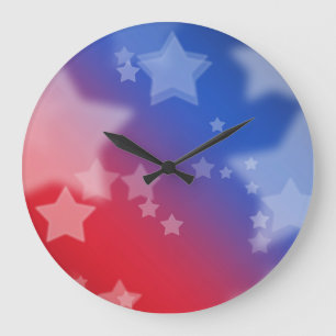 Rood, wit en blauw stenen ronde wandklok grote klok