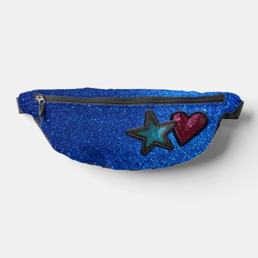 Rood Wit en Blauw Ster Hart Patches Glitter Heuptasje (Liggend)