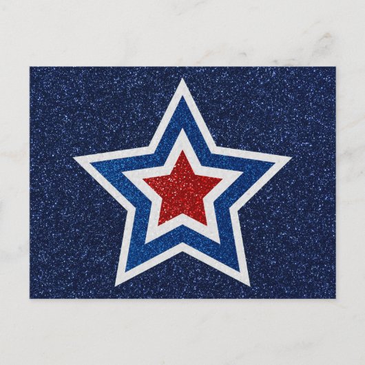 Rood, wit en blauw Ster op 4 juli Glitter Briefkaart (Voorkant)