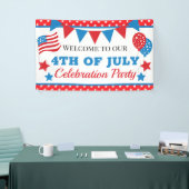 Rood, wit en blauw sterren en vlag Vierde juli Spandoek (Beurs)